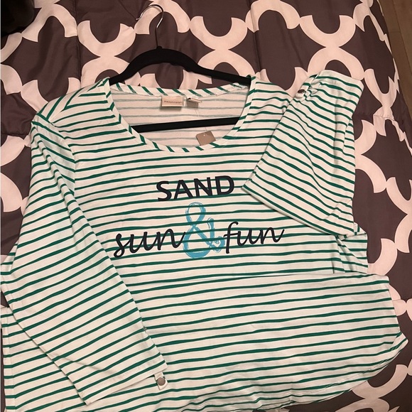 💚Zenergy Sand Sun & Fun 3/4 Sleeve top. Vivid Geen. Size 3 (16-18). NWT - Picture 3 of 13